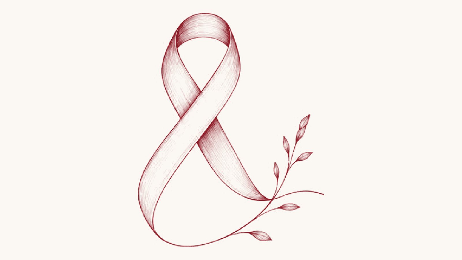 Hand-drawn awareness ribbon with a sprig of leaves, from the Aurelia Health Intelligence Report